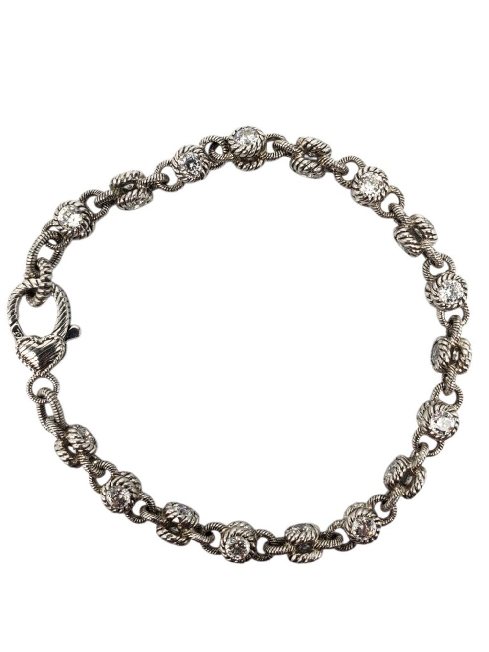 Judith Ripka Sterling Silver CZ Station Link Bracelet #23869 - Picture 4 of 9